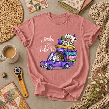 I Brake For Fabric Purple Car Sewing Machine T-Shirt - Heather Mauve