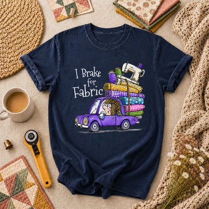I Brake For Fabric Purple Car Sewing Machine T-Shirt - Navy