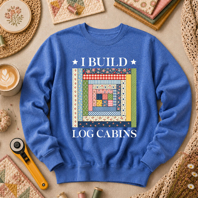 I Build Log Cabins Long Sleeve - Heather True Royal
