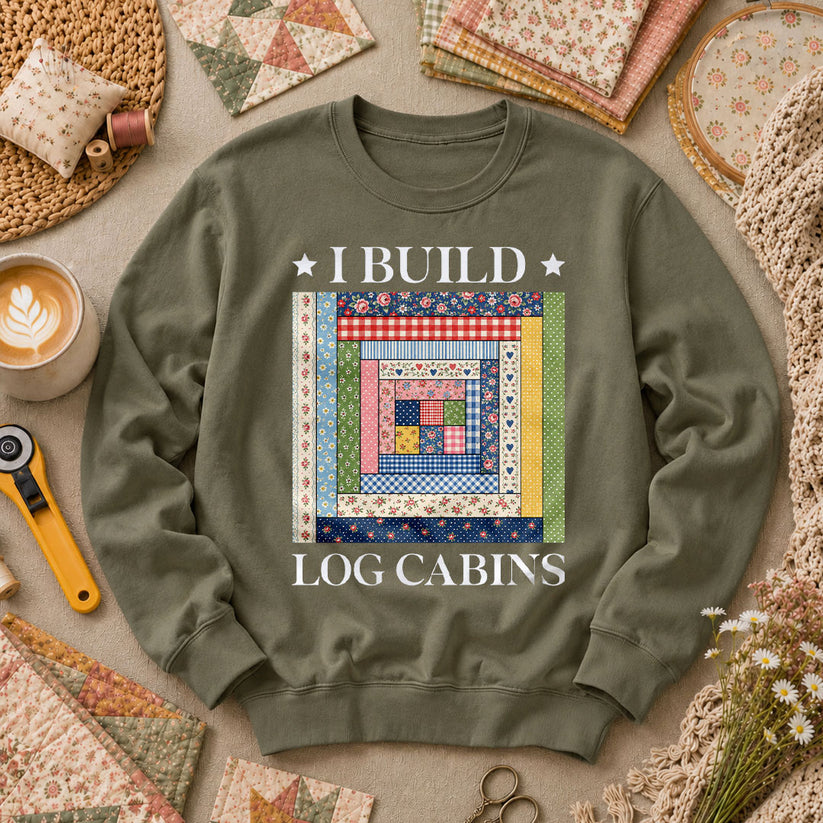 I Build Log Cabins Long Sleeve - Military Green