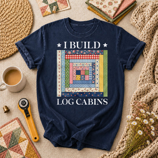 I Build Log Cabins T-Shirt - Navy