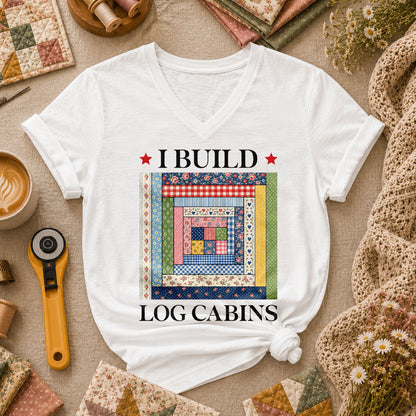 I Build Log Cabins Women's V-Neck - White