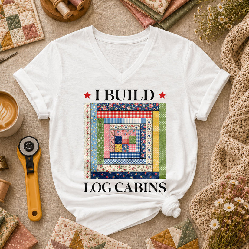 I Build Log Cabins Women's V-Neck - White