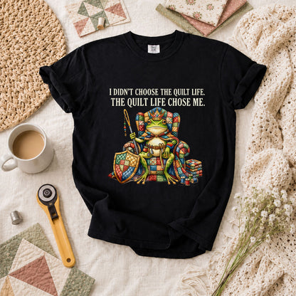 I Didnt Choose The Quilt Life Frog King T-Shirt - Black