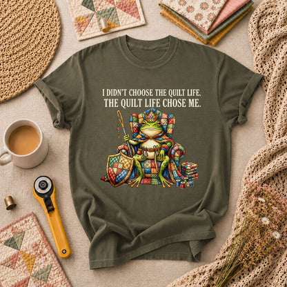 I Didnt Choose The Quilt Life Frog King T-Shirt - Military Green