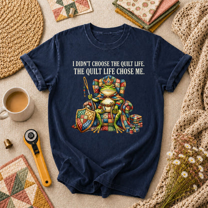 I Didnt Choose The Quilt Life Frog King T-Shirt - Navy
