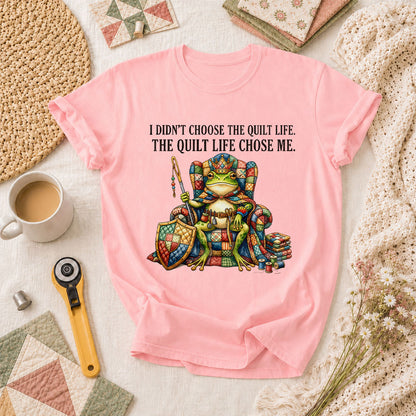 I Didnt Choose The Quilt Life Frog King T-Shirt - Pink