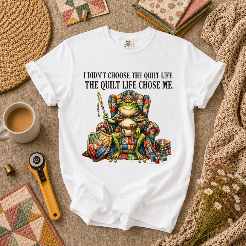 I Didnt Choose The Quilt Life Frog King T-Shirt - White
