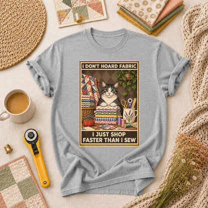 I Don't Hoard Fabric I Just Shop Faster Than I Sew Cat T-Shirt - Athletic Heather