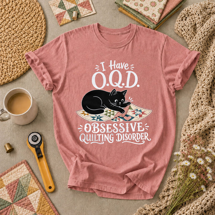 I Have OQD Obsessive Quilting Disorder T-Shirt - Heather Mauve