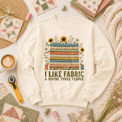I Like Fabric And Maybe Three People Long Sleeve - Natural