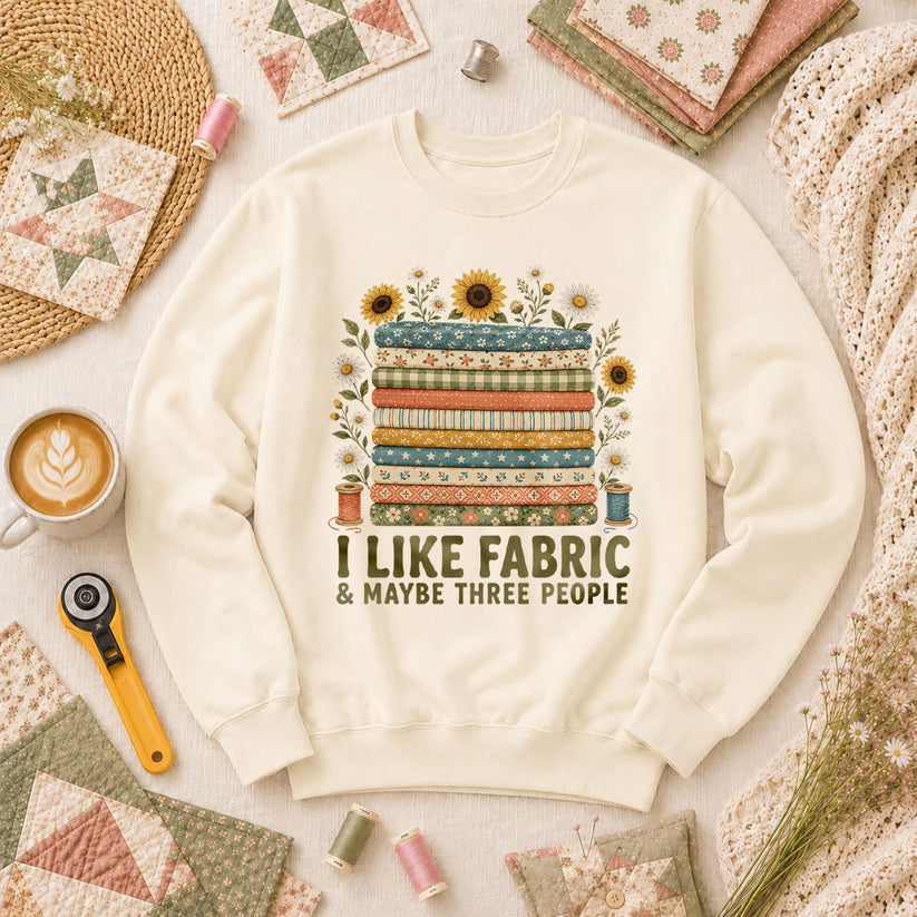 I Like Fabric And Maybe Three People Long Sleeve - Natural