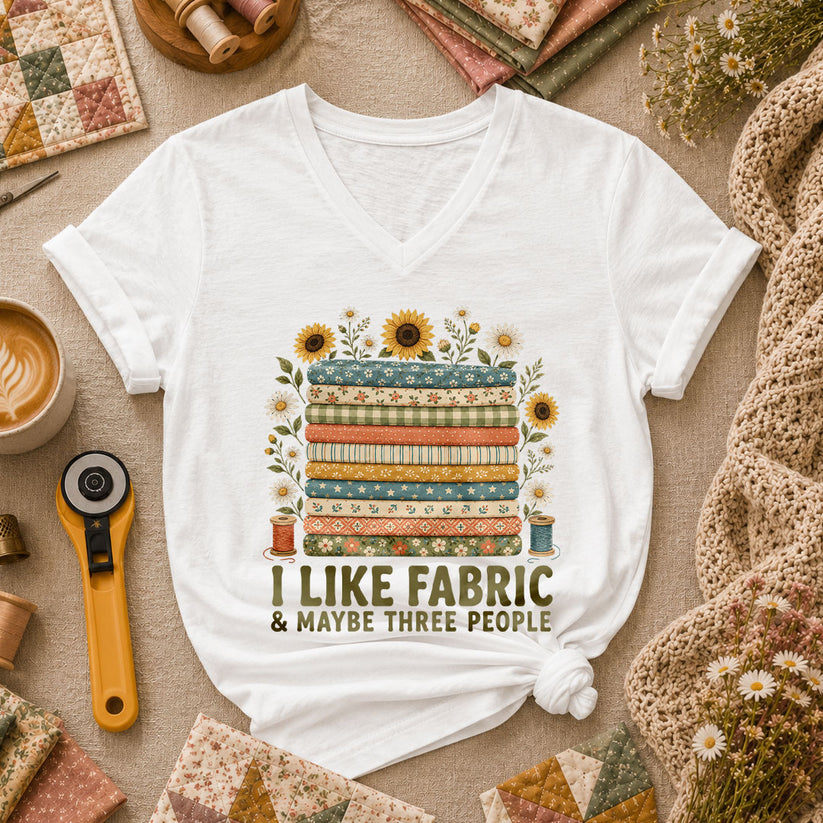 I Like Fabric And Maybe Three People Women's V-Neck - White