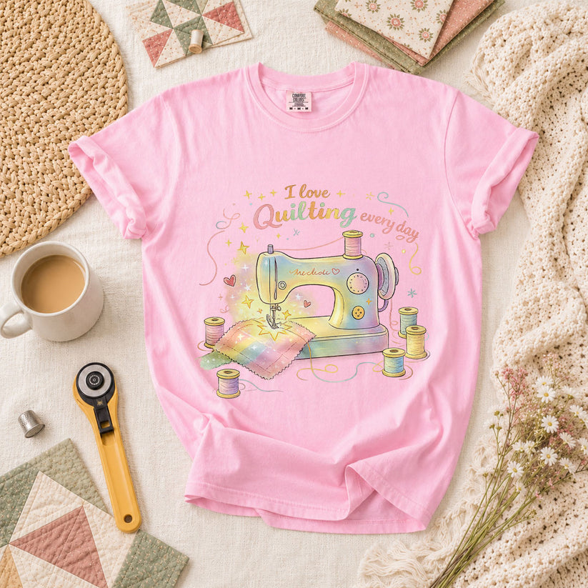 I Love Quilting Every Day Pastel T-Shirt - Blossom