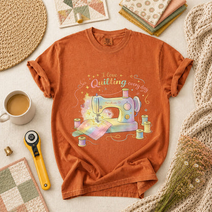 I Love Quilting Every Day Pastel T-Shirt - Yam