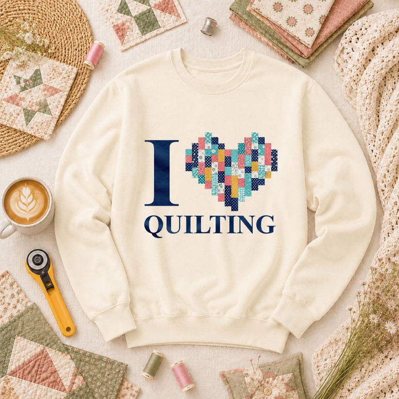 I Love Quilting Long Sleeve - Natural