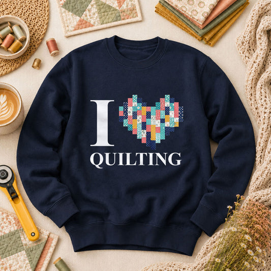 I Love Quilting Long Sleeve - Navy