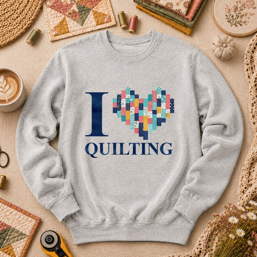 I Love Quilting Long Sleeve - Sport Grey