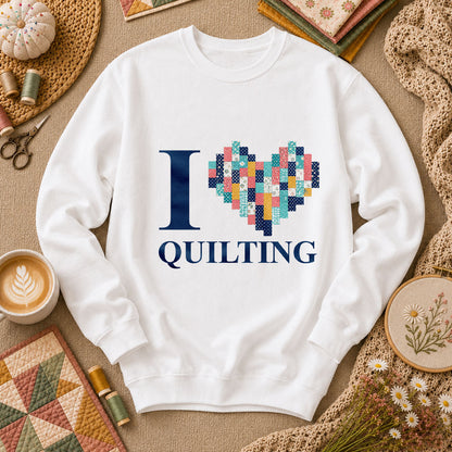I Love Quilting Long Sleeve - White