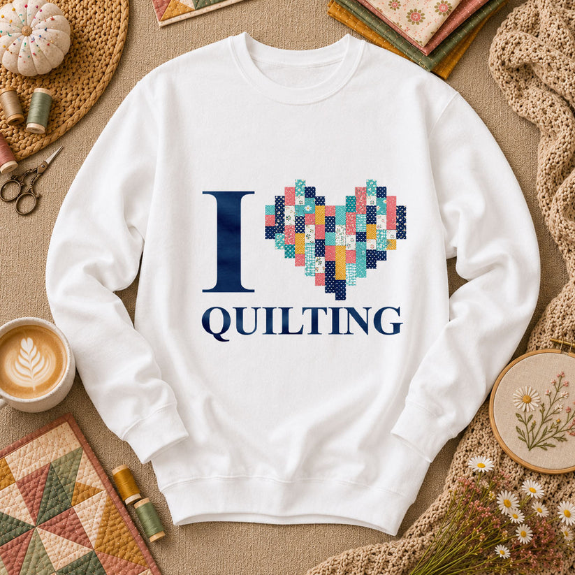 I Love Quilting Long Sleeve - White