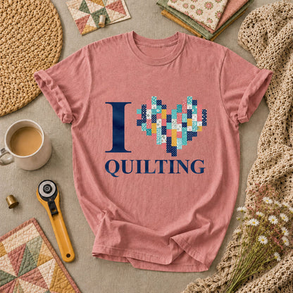 I Love Quilting T-Shirt - Heather Mauve