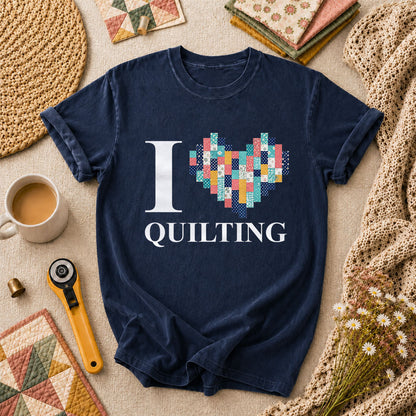 I Love Quilting T-Shirt - Navy