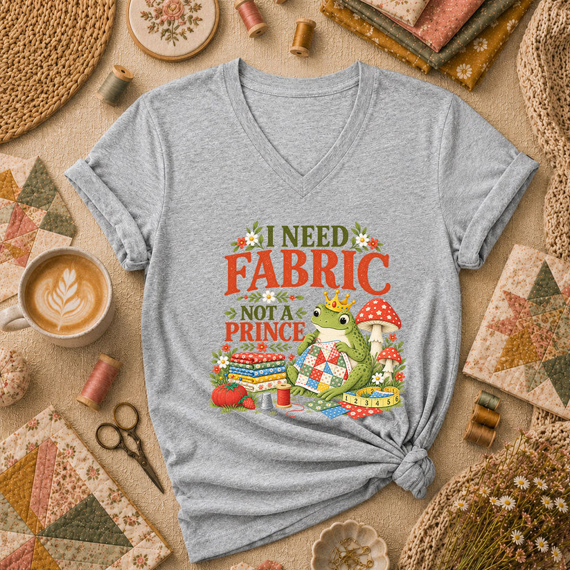 I Need Fabric Not A Prince Women's V-Neck - Athletic Heather