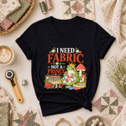 I Need Fabric Not A Prince Women's V-Neck - Black