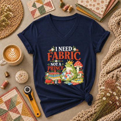 I Need Fabric Not A Prince Women's V-Neck - Navy
