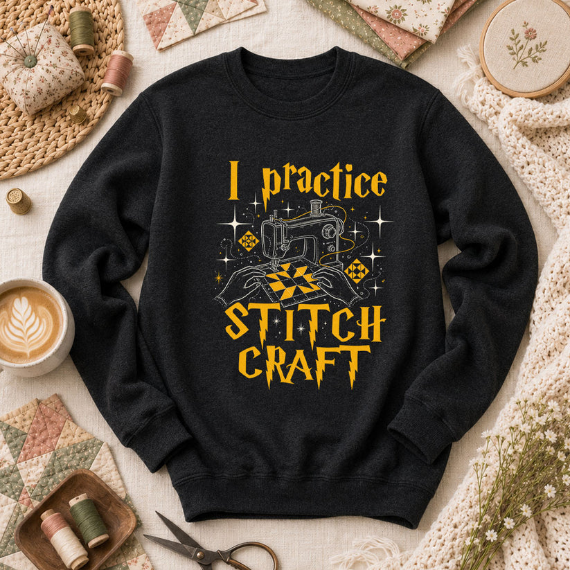 I Practice Stitch Craft Wizard Sewing Long Sleeve - Black