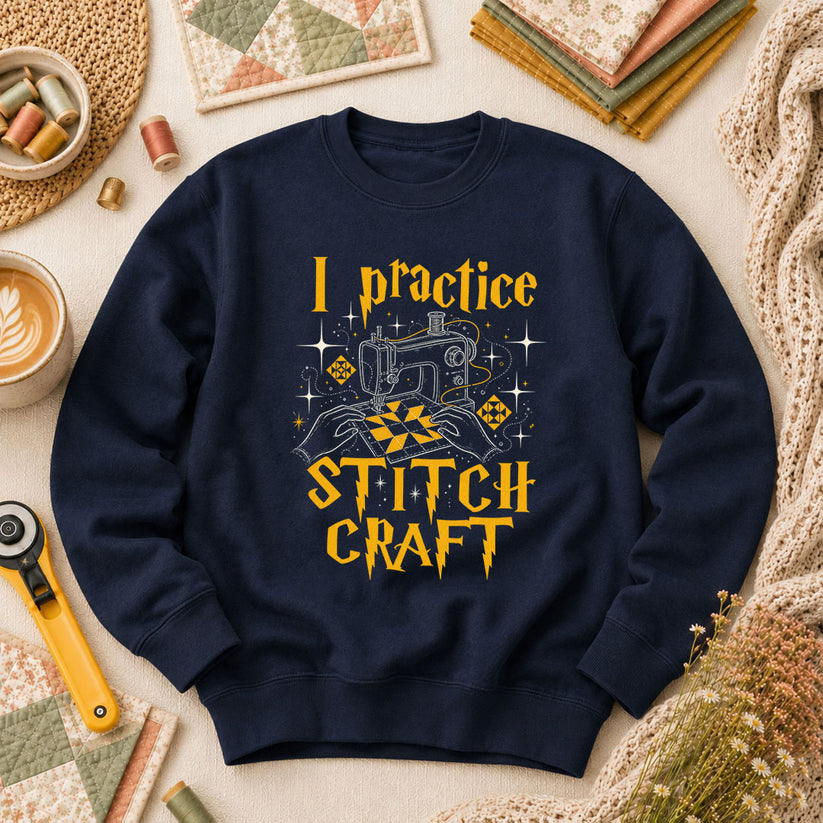 I Practice Stitch Craft Wizard Sewing Long Sleeve - Navy
