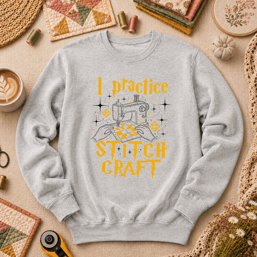 I Practice Stitch Craft Wizard Sewing Long Sleeve - Sport Grey