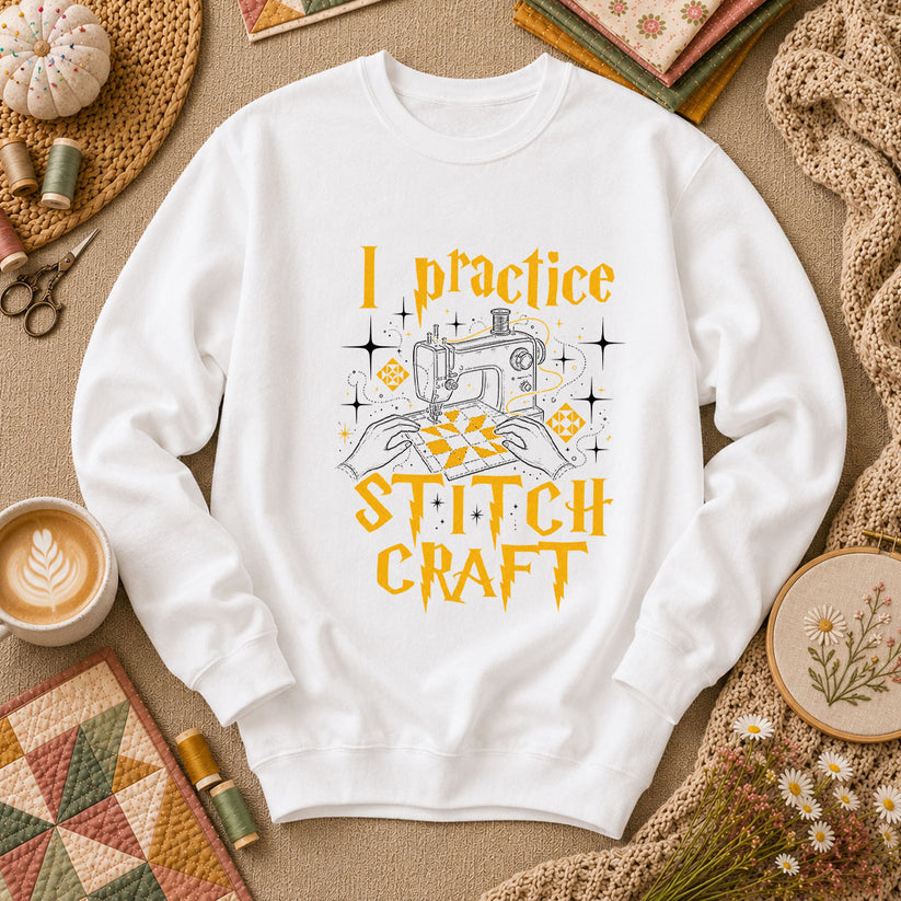I Practice Stitch Craft Wizard Sewing Long Sleeve - White