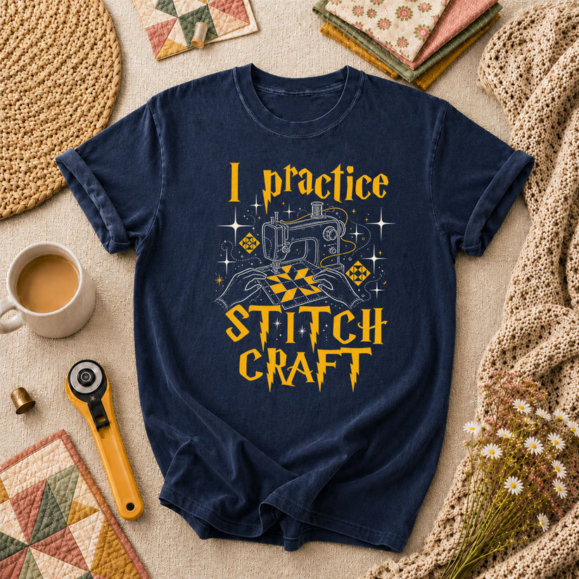 I Practice Stitch Craft Wizard Sewing T-Shirt - Navy