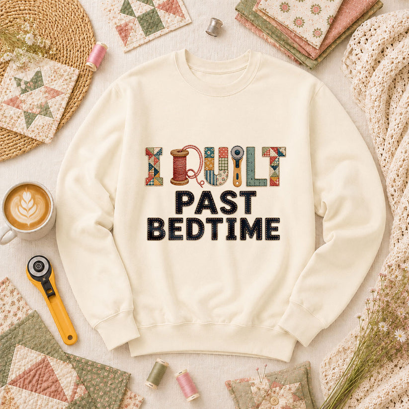 I Quilt Past Bedtime Long Sleeve - Natural