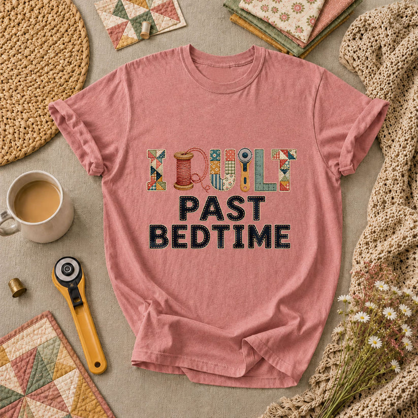 I Quilt Past Bedtime T-Shirt - Heather Mauve