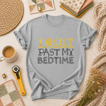 I Quilt Past My Bedtime Sewing Tools Typography T-Shirt - Athletic Heather