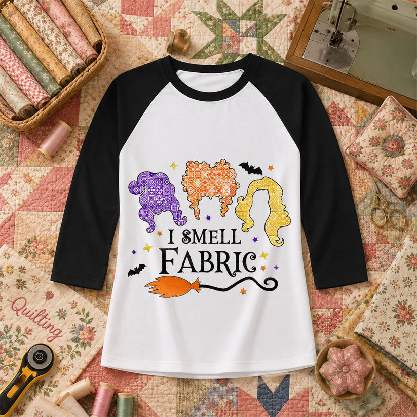 I Smell Fabric Witch Halloween Raglan Sleeve - Black