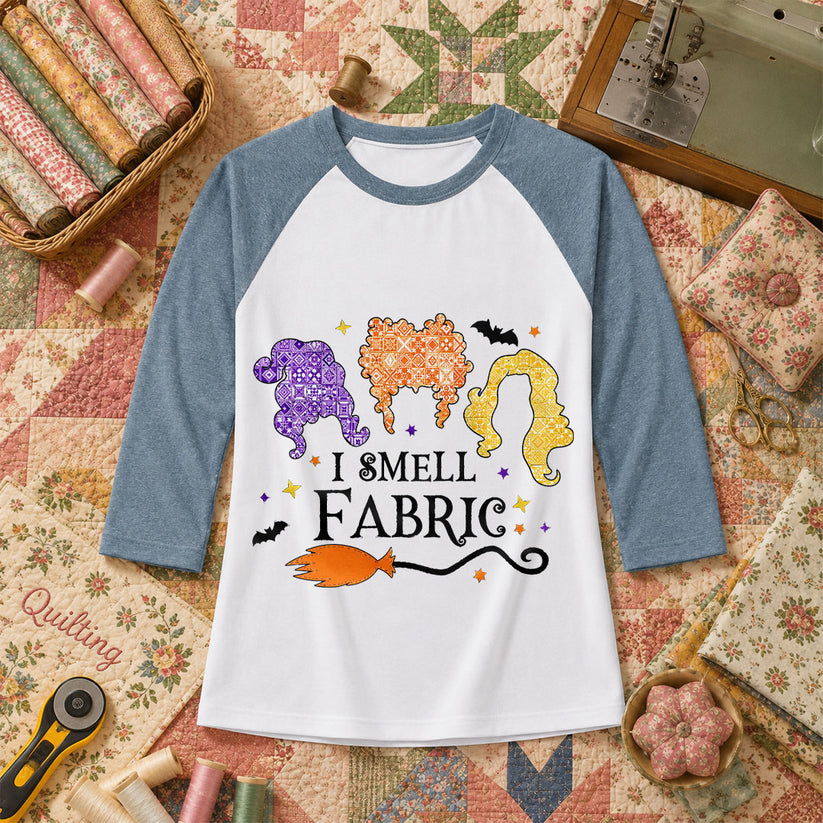 I Smell Fabric Witch Halloween Raglan Sleeve - Denim
