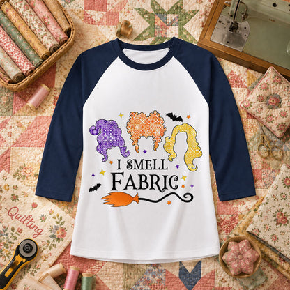 I Smell Fabric Witch Halloween Raglan Sleeve - Navy