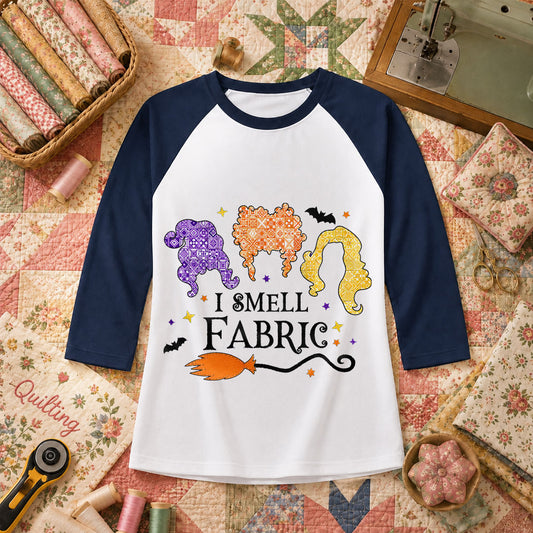 I Smell Fabric Witch Halloween Raglan Sleeve - Navy
