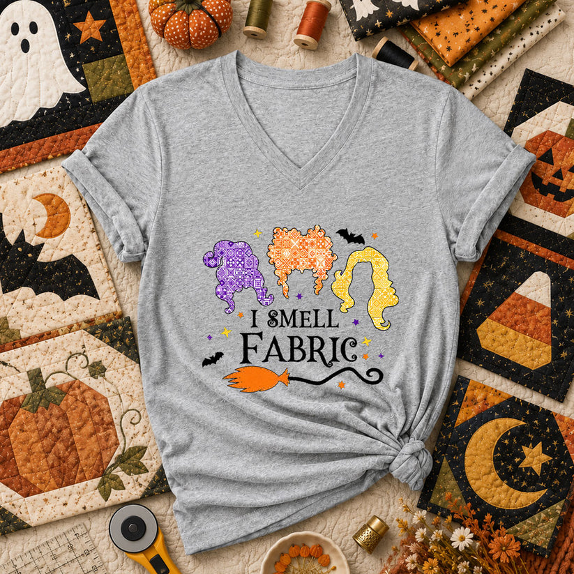I Smell Fabric Witch Halloween Women's V-Neck - Athletic Heather