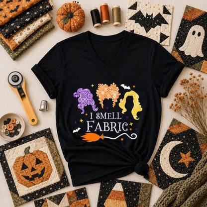 I Smell Fabric Witch Halloween Women's V-Neck - Black