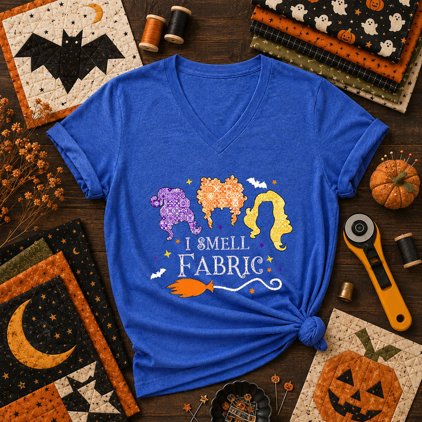 I Smell Fabric Witch Halloween Women's V-Neck - Heather True Royal