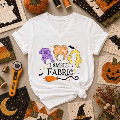 I Smell Fabric Witch Halloween Women's V-Neck - White