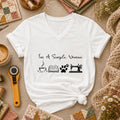 I'm A Simple Woman Coffee Book Cat Sewing Women's V-Neck
