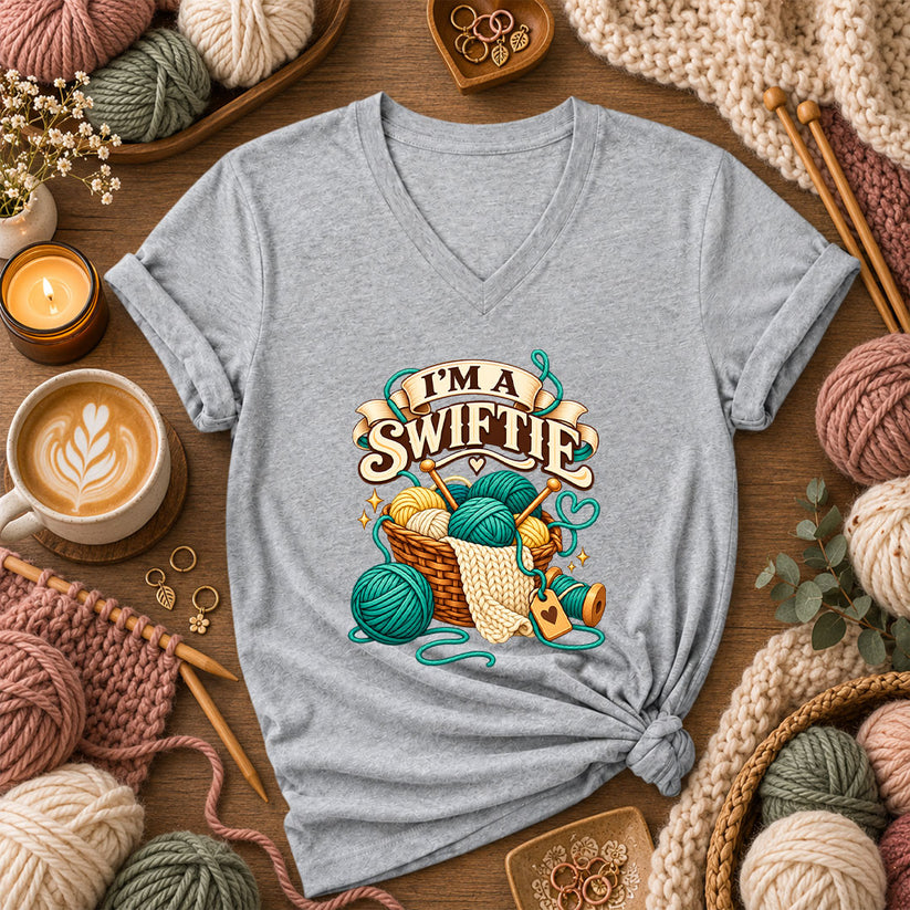 I'm A Swiftie Yarn Basket Women's V-Neck - Athletic Heather