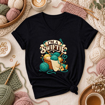 I'm A Swiftie Yarn Basket Women's V-Neck - Black
