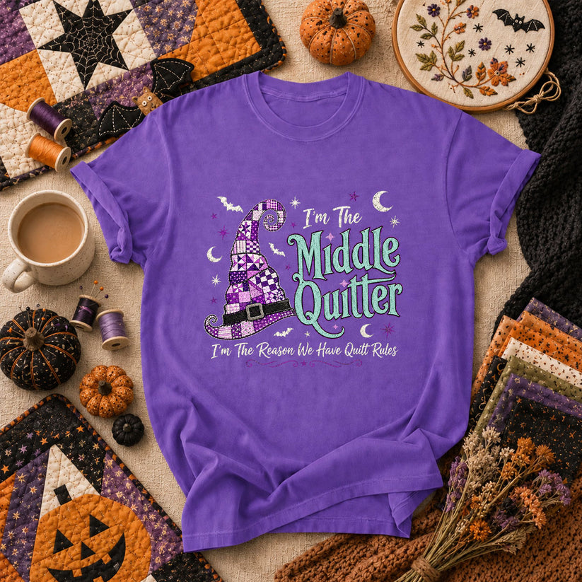 Im The Middle Quilter Im The Reason We Have Quilt Rules T-Shirt - Heather Team Purple