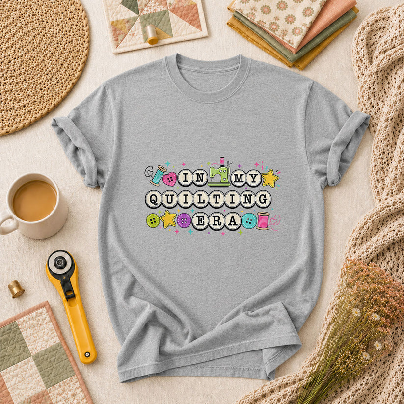 In My Quilting Era Sewing Machine Buttons T-Shirt - Athletic Heather